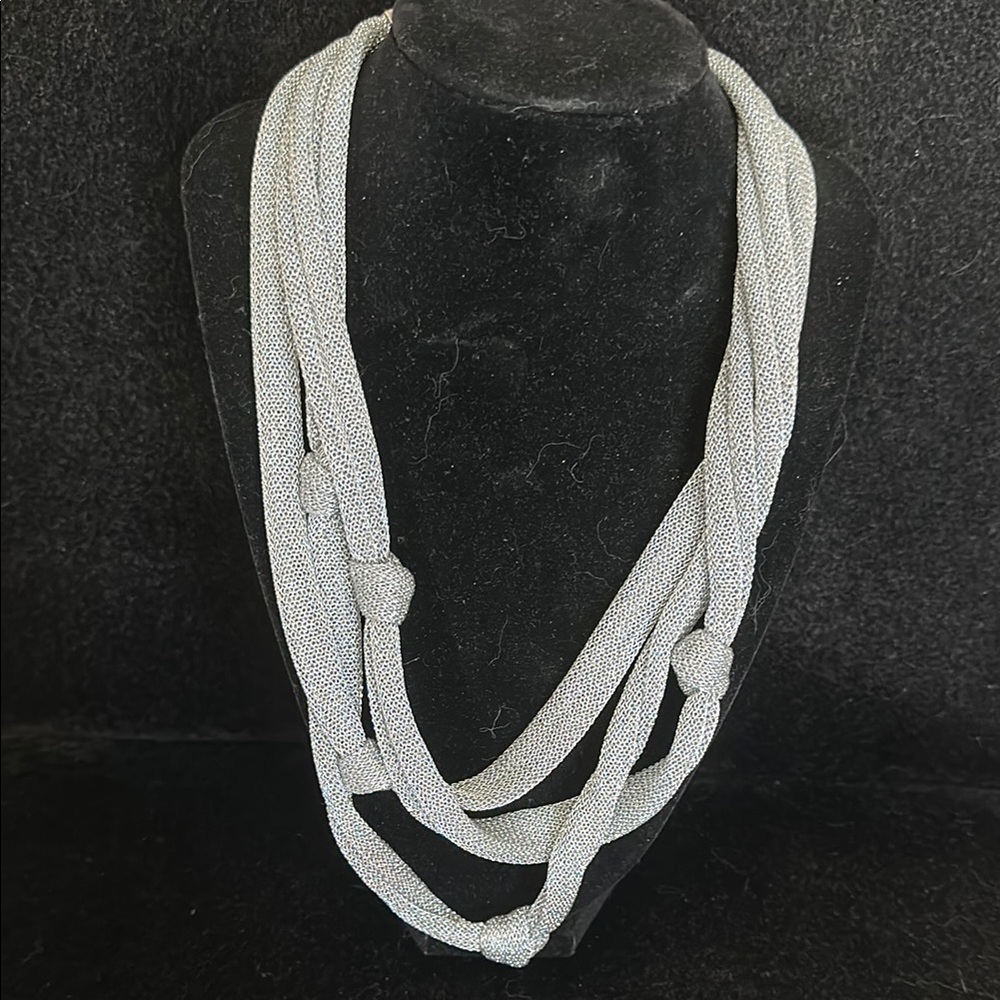 Adam & Martucci Mesh Silver Knotted Necklace